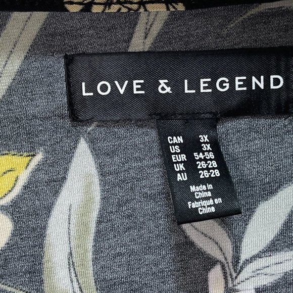 Love & Legend Black Floral Deep V-Neck Bodysuit sz 3X - Picture 4 of 10